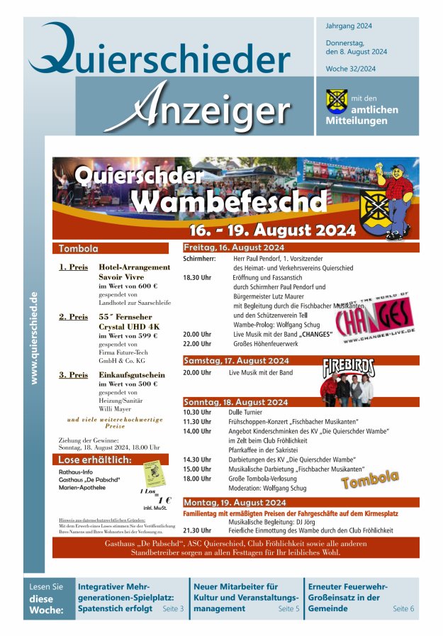 Quierschieder Anzeiger Titelblatt 32/2024