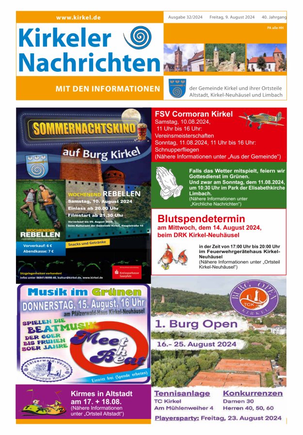 Kirkeler Nachrichten Titelblatt 32/2024