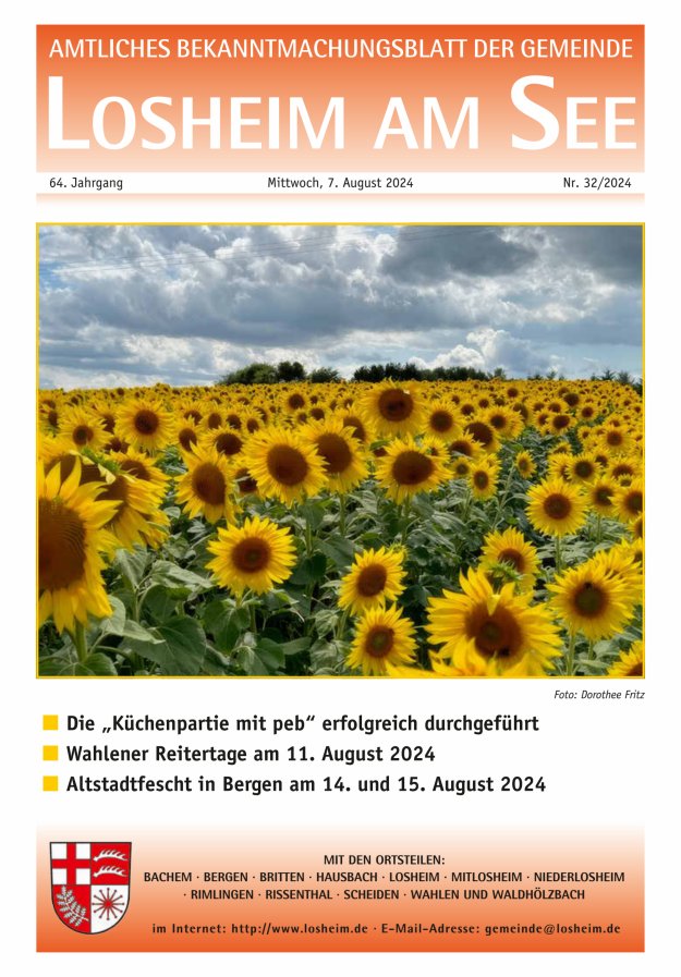 Amtliches Bekanntmachungsblatt der Gemeinde Losheim am See Titelblatt 32/2024