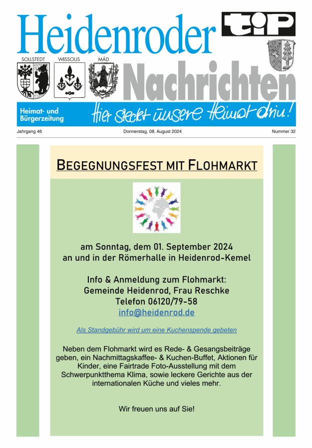 "tip" Heidenroder Nachrichten Titelblatt 32/2024
