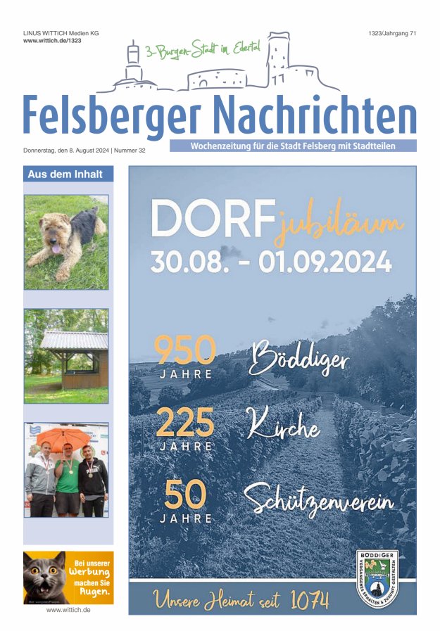 Felsberger Nachrichten Titelblatt 32/2024