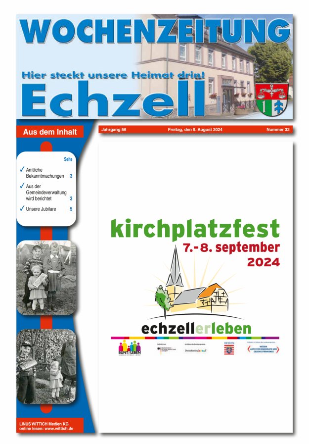 Wochenzeitung für die Gemeinde Echzell Titelblatt 32/2024