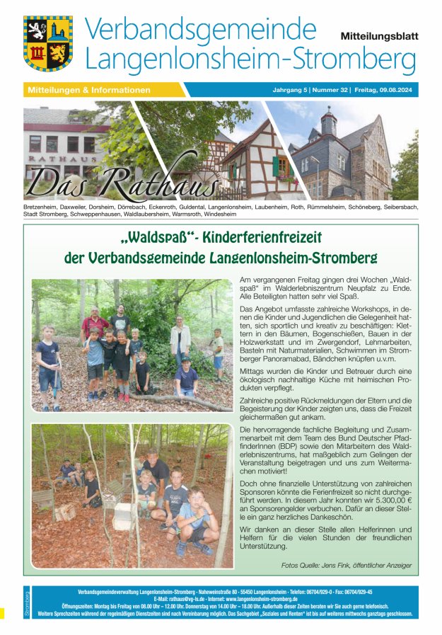 Das Rathaus - MTB d VG Langenlonsheim-Stromberg  Titelblatt 32/2024