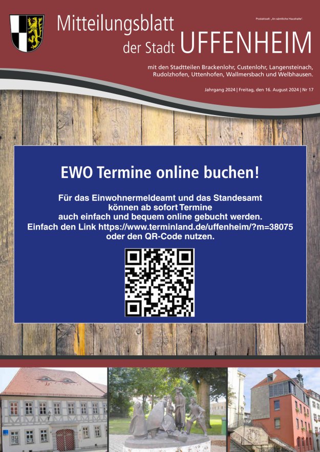 Mitteilungsblatt der Stadt Uffenheim Titelblatt 17/2024