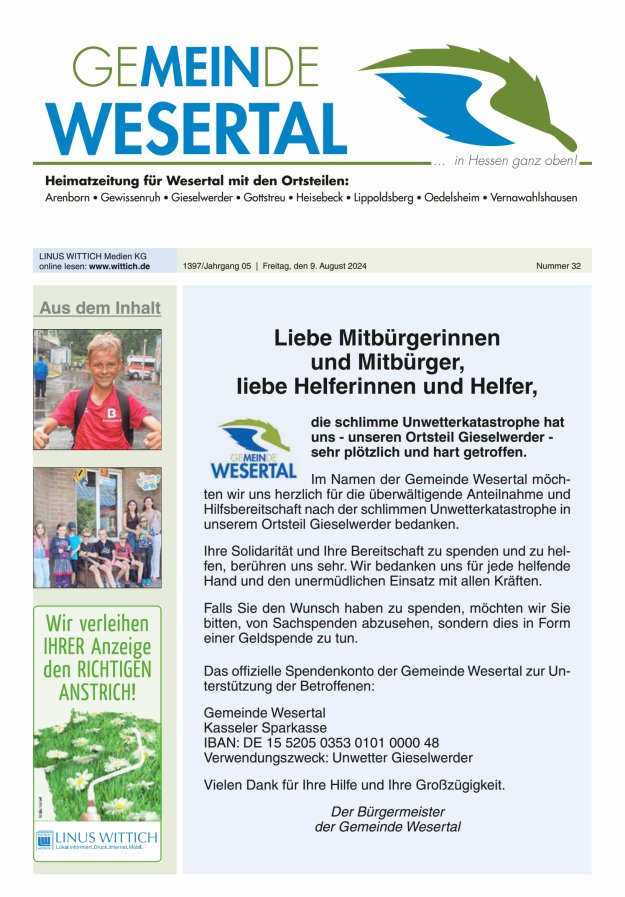 Wesertal Titelblatt 32/2024