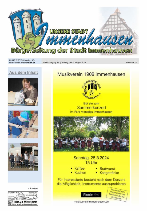 Unsere Stadt Immenhausen Titelblatt 32/2024