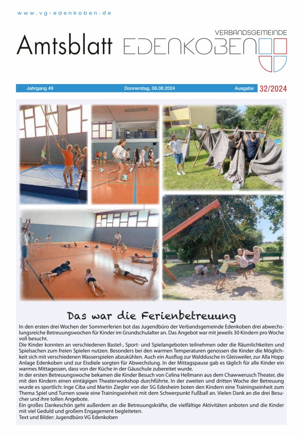 Amtsblatt VG Edenkoben Titelblatt 32/2024