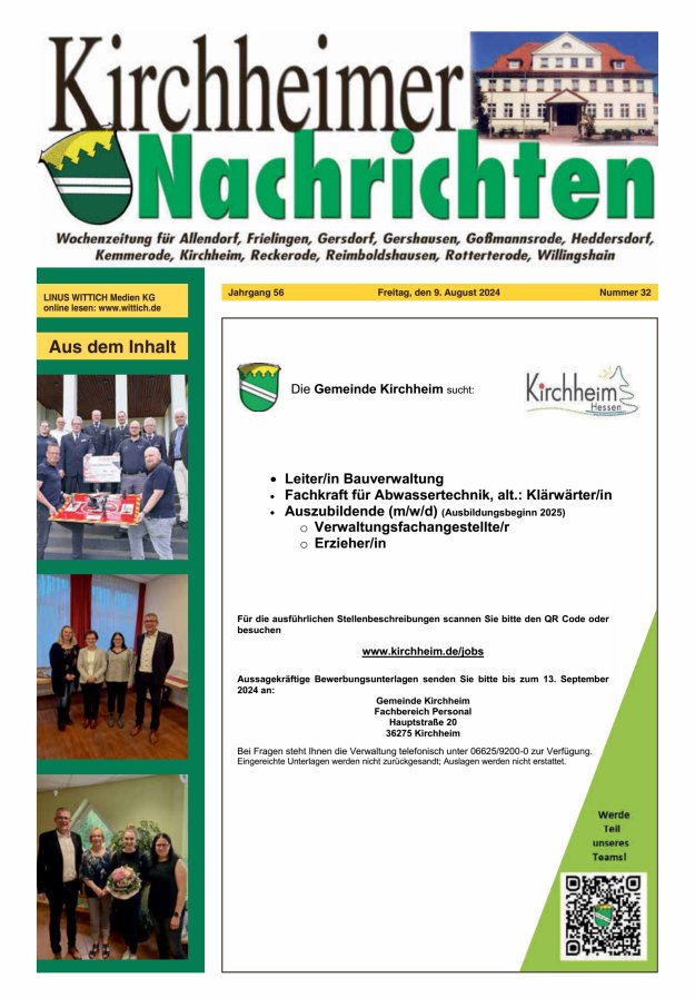 Kirchheimer Nachrichten Titelblatt 32/2024