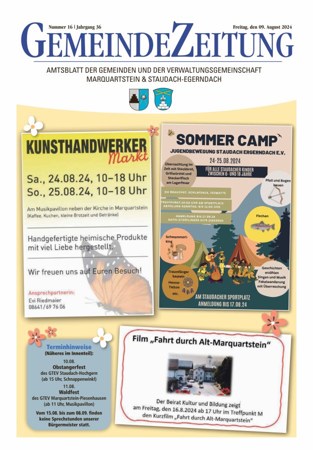 Marquartsteiner und Staudach-Egerndacher Nachrichten Titelblatt 16/2024