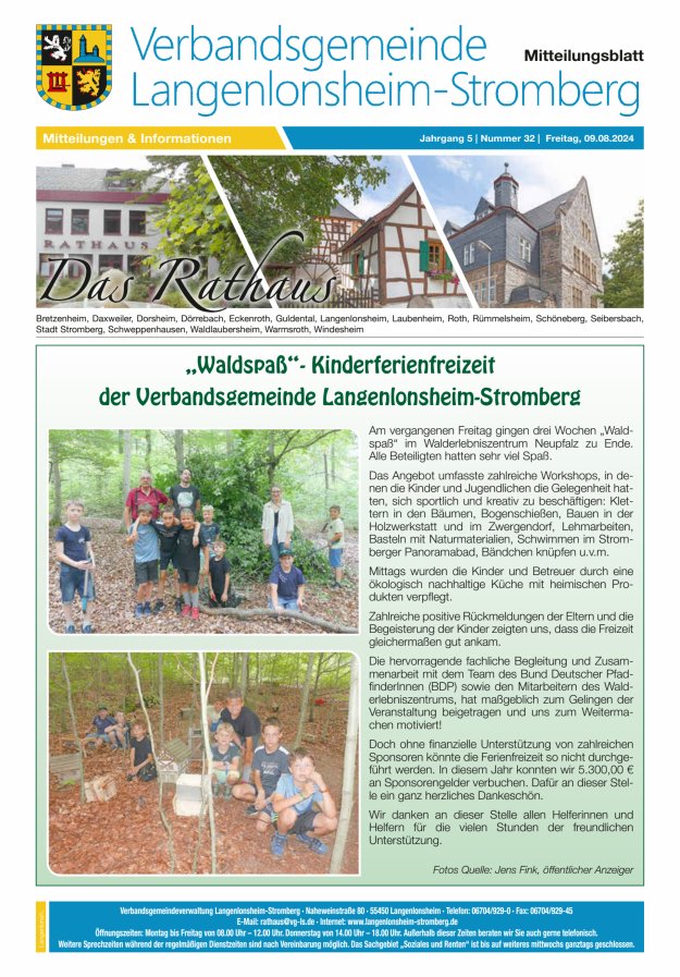 Das Rathaus - MTB d VG Langenlonsheim-Stromberg Titelblatt 32/2024