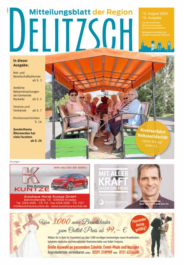 Mitteilungsblatt der Region Delitzsch Titelblatt 16/2024