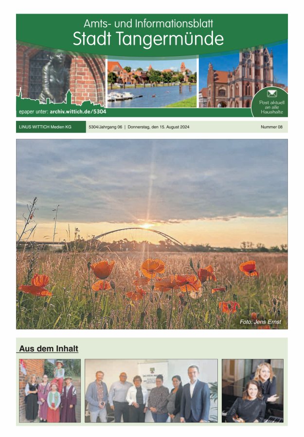 Tangermünde Titelblatt 08/2024