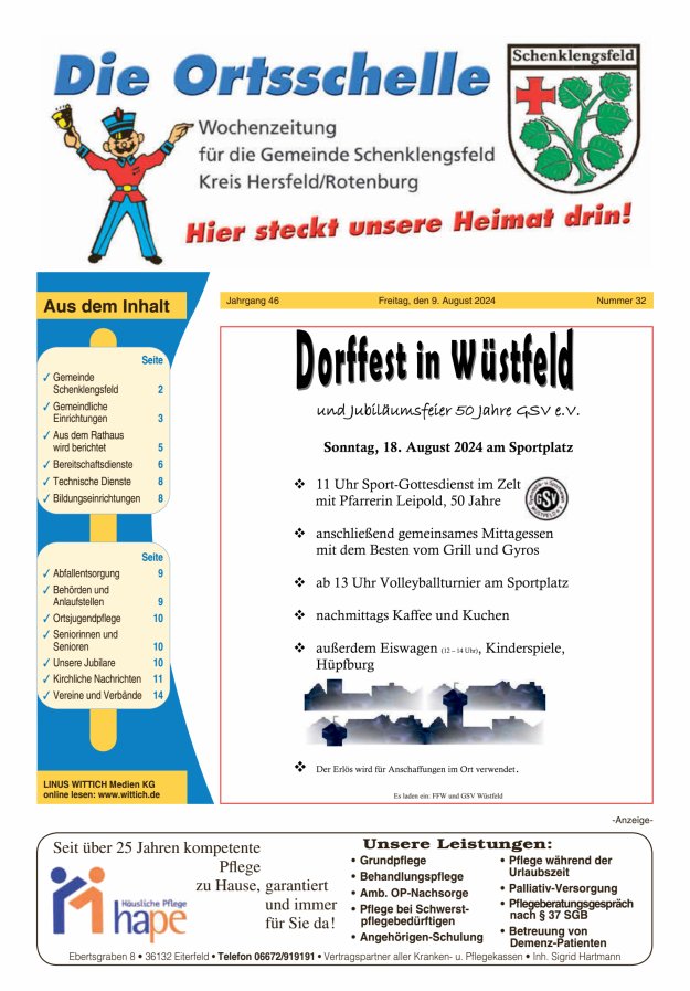 Die Ortsschelle Titelblatt 32/2024