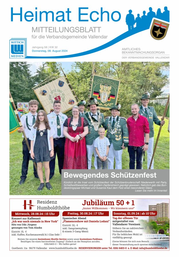 Heimat-Echo - Heimat- und Bürgerzeitung Verbandsgemeinde Vallendar Titelblatt 32/2024