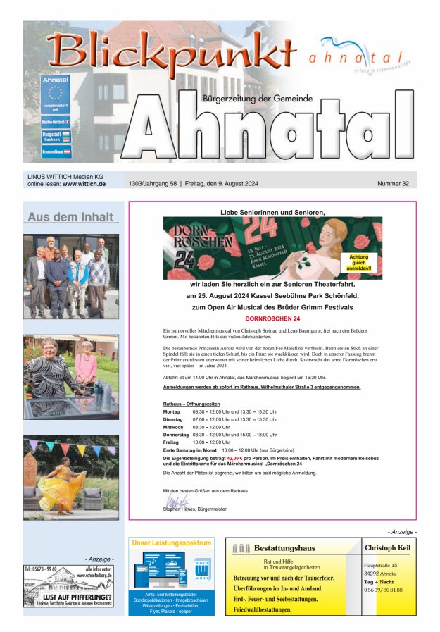 Blickpunkt Ahnatal Titelblatt 32/2024