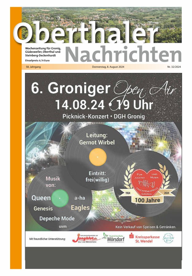 Oberthaler Nachrichten Titelblatt 32/2024