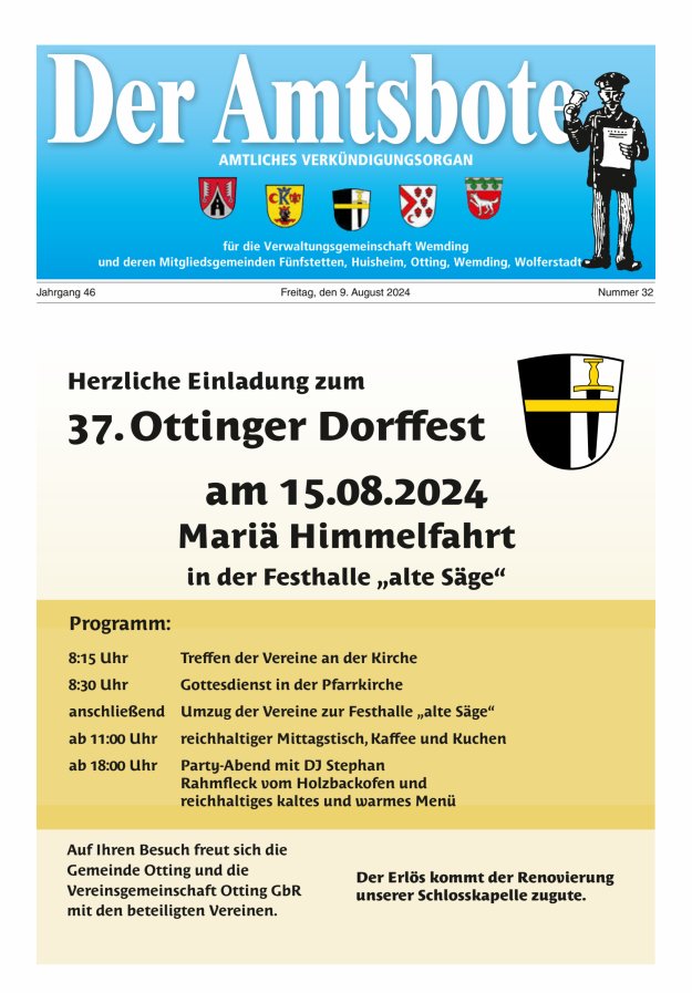 Der Amtsbote - Wemding Verwaltungsgemeinschaft Titelblatt 32/2024