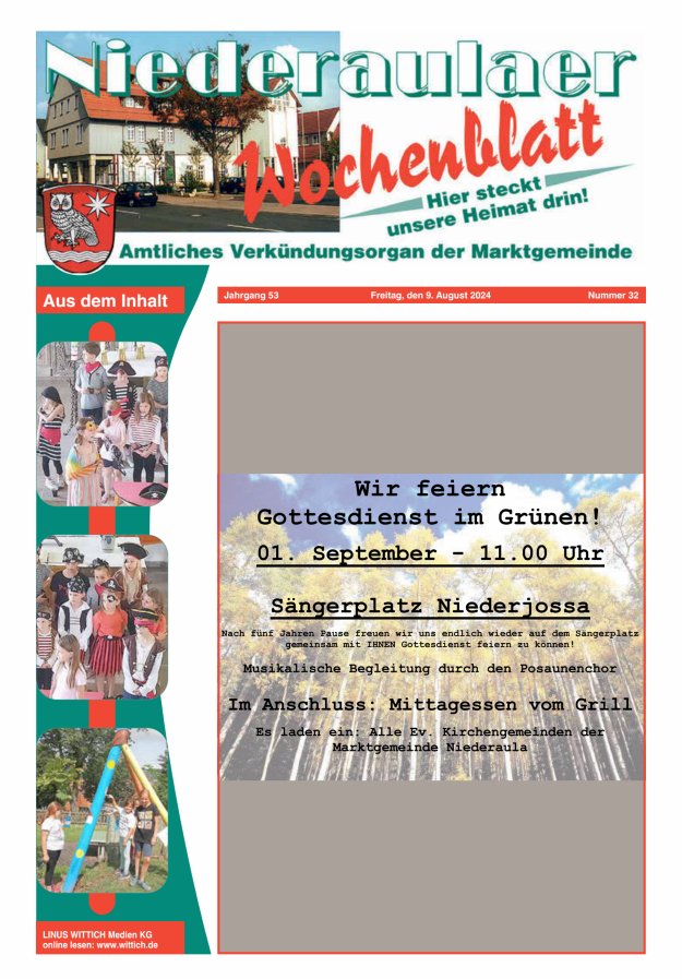 Niederaulaer Wochenblatt Titelblatt 32/2024