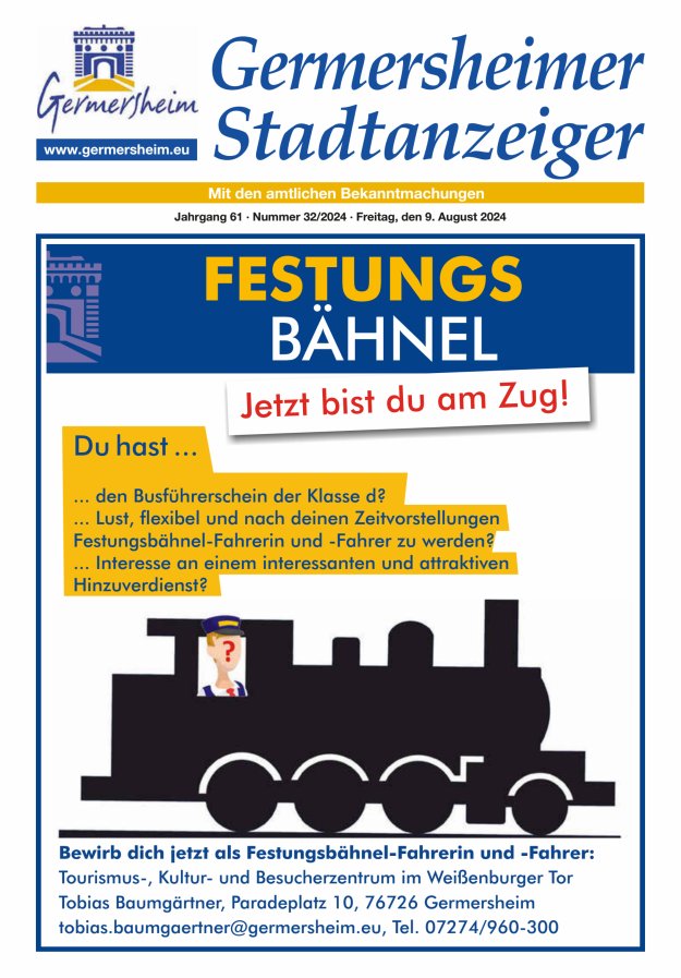 Germersheimer Stadtanzeiger Titelblatt 32/2024
