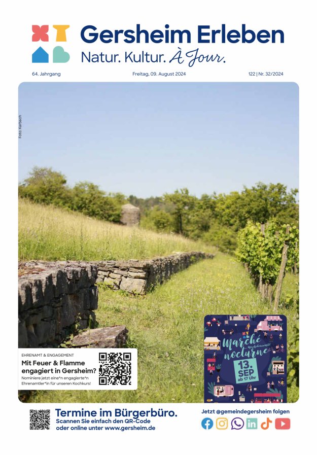 Bekanntmachungsblatt der Gemeinde Gersheim Titelblatt 32/2024
