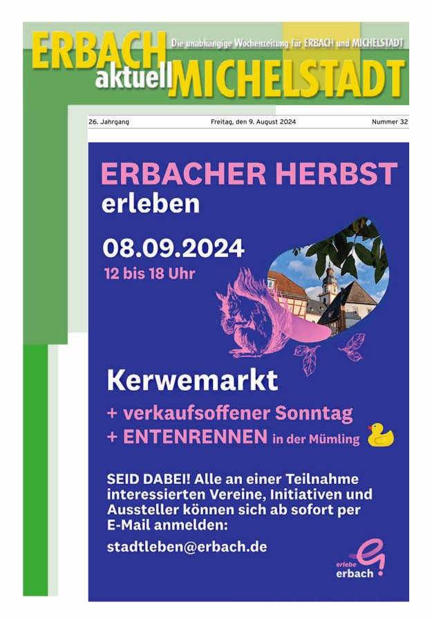 Erbach-Michelstadt aktuell Titelblatt 32/2024