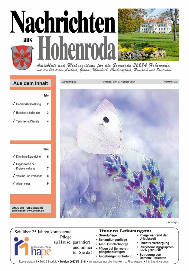 Nachrichten aus Hohenroda Titelblatt 32/2024