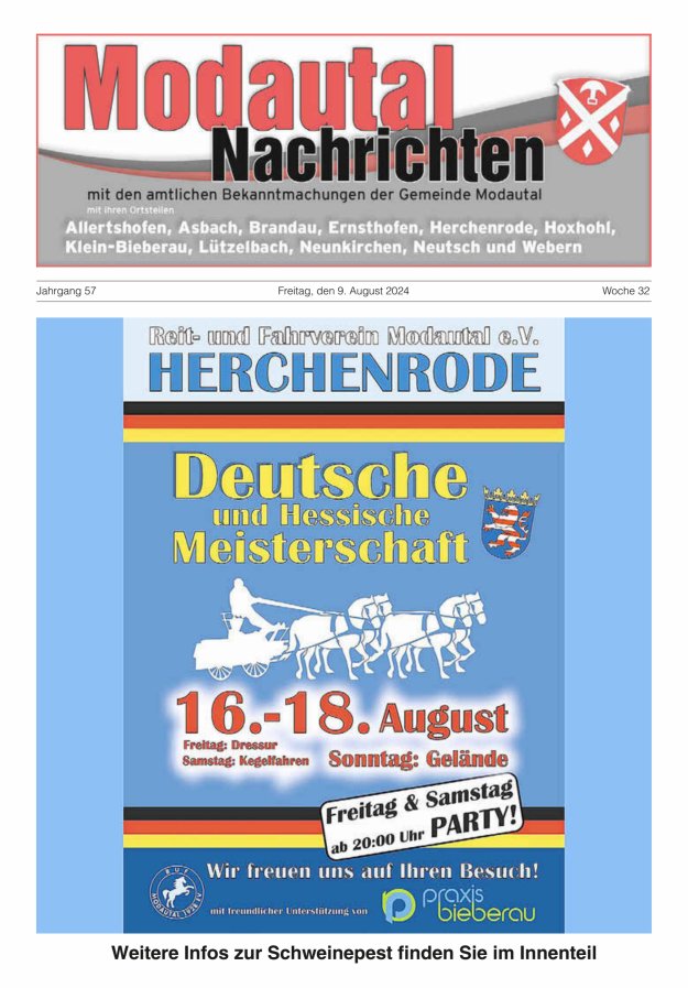 Modautal-Nachrichten Titelblatt 32/2024