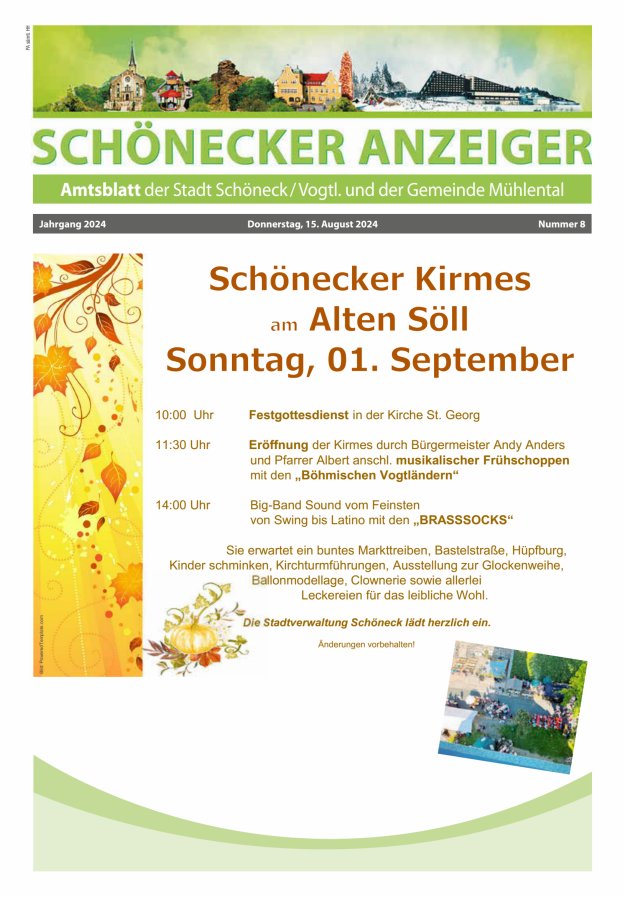 Schönecker Anzeiger Titelblatt 08/2024