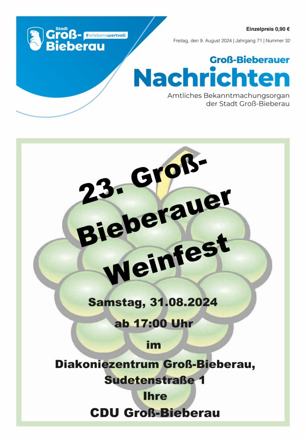 Groß-Bieberauer Nachrichten Titelblatt 32/2024