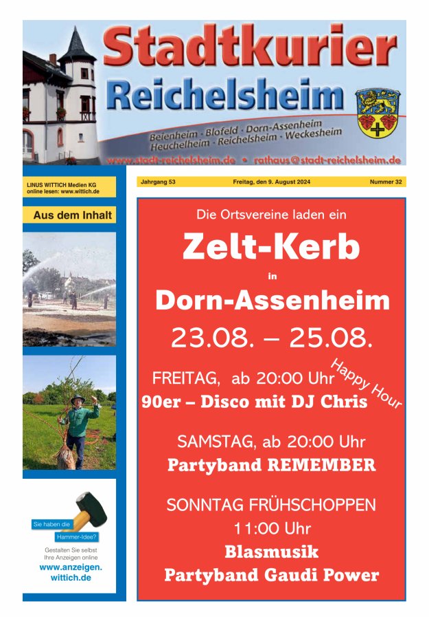 Stadtkurier Reichelsheim Titelblatt 32/2024