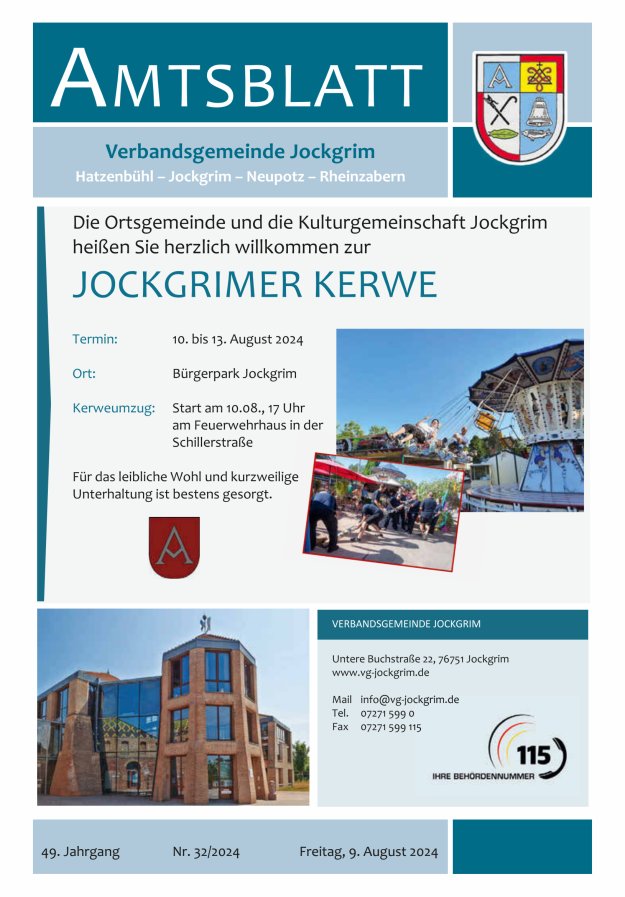Amtsblatt VG Jockgrim Titelblatt 32/2024
