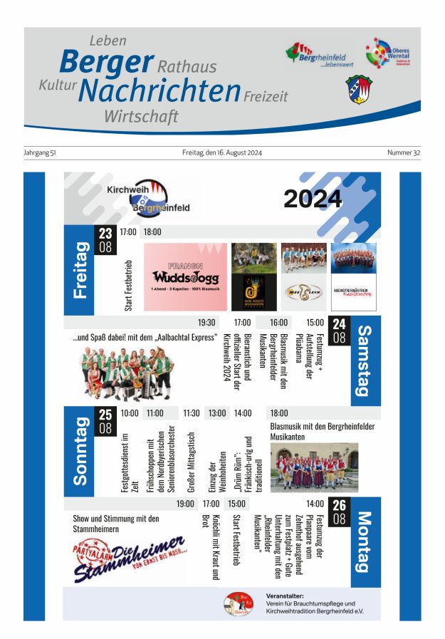 Berger Nachrichten, Bergrheinfeld Titelblatt 32/2024