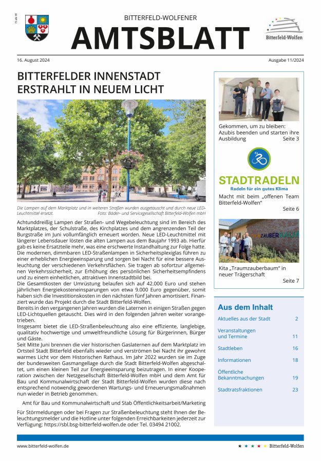 Bitterfeld-Wolfener Amtsblatt Titelblatt 11/2024