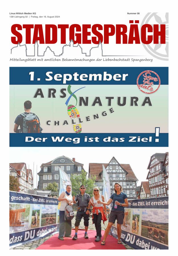 Stadtgespräch Spangenberg Titelblatt 08/2024