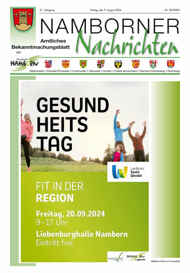 Namborner Nachrichten Titelblatt 32/2024