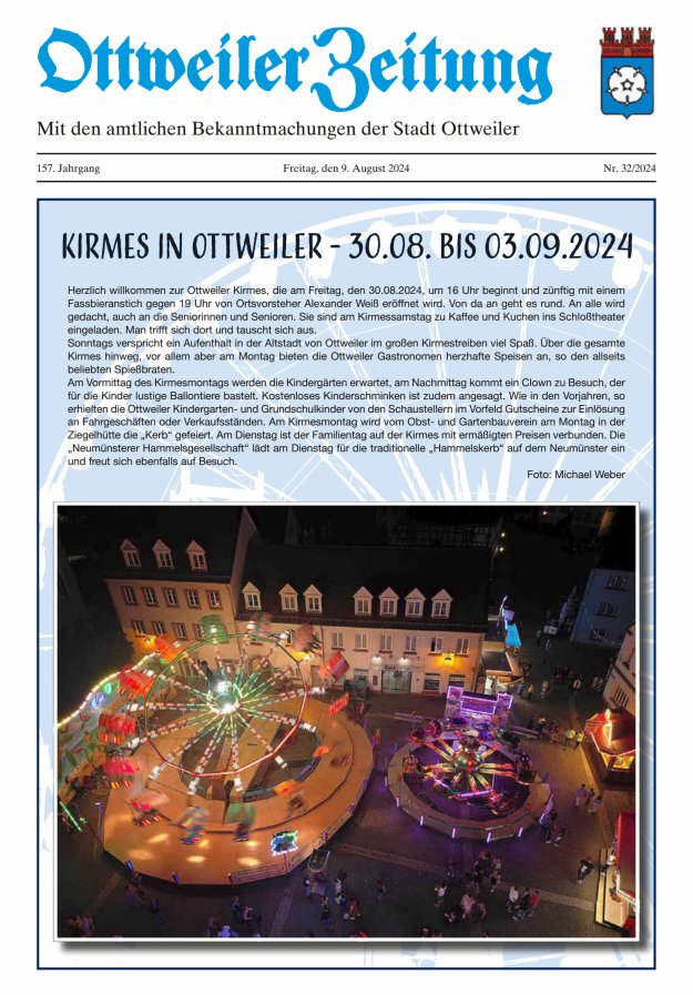 Ottweiler Zeitung Titelblatt 32/2024
