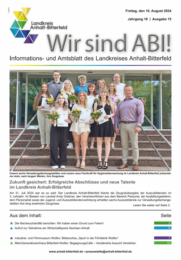 Informations- und Amtsblatt des LK Anhalt-Bitterfeld Titelblatt 15/2024