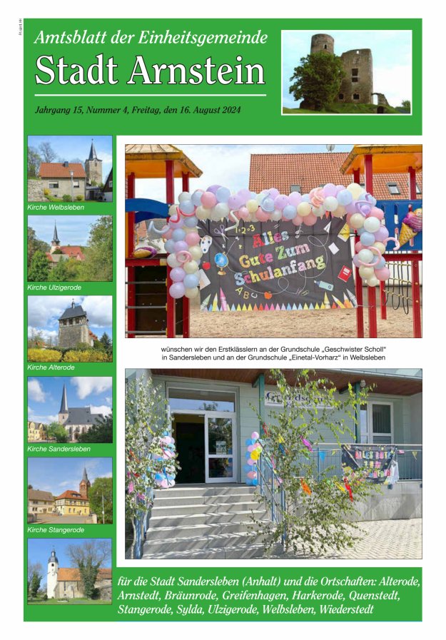 Amtsblatt der Einheitsgemeinde Stadt Arnstein Titelblatt 04/2024