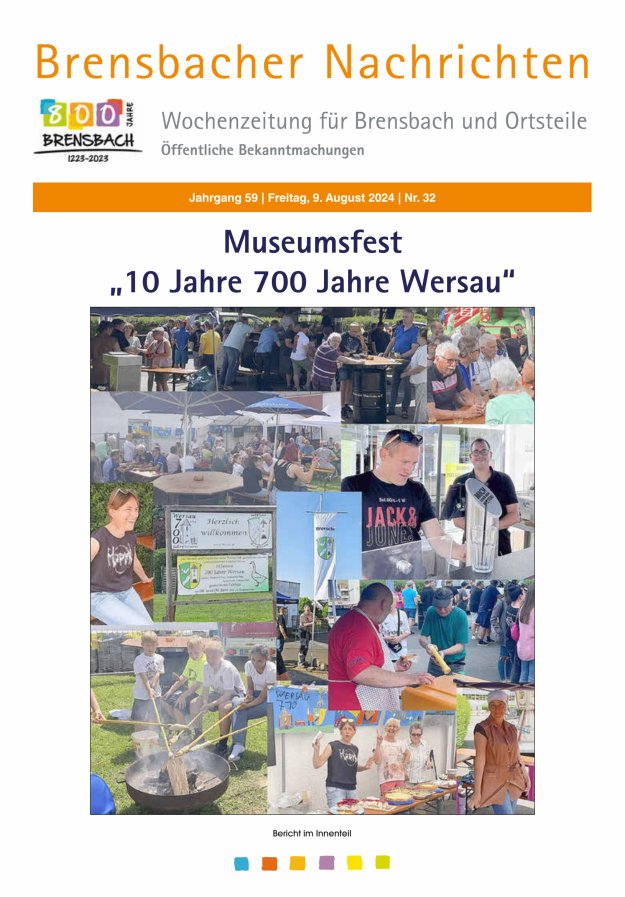 Brensbacher Nachrichten Titelblatt 32/2024