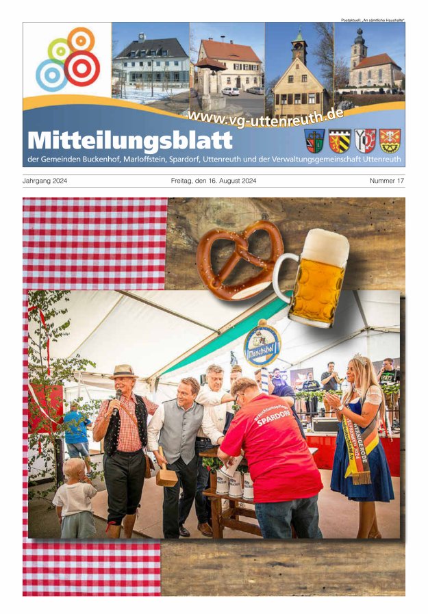Mitteilungsblatt der Verwaltungsgemeinschaft Uttenreuth Titelblatt 17/2024