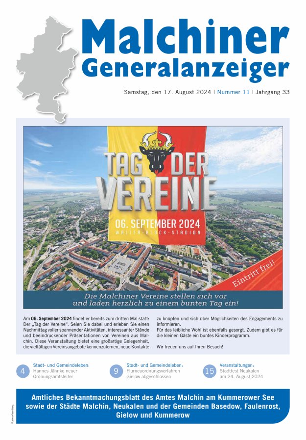 Malchiner Generalanzeiger Titelblatt 11/2024