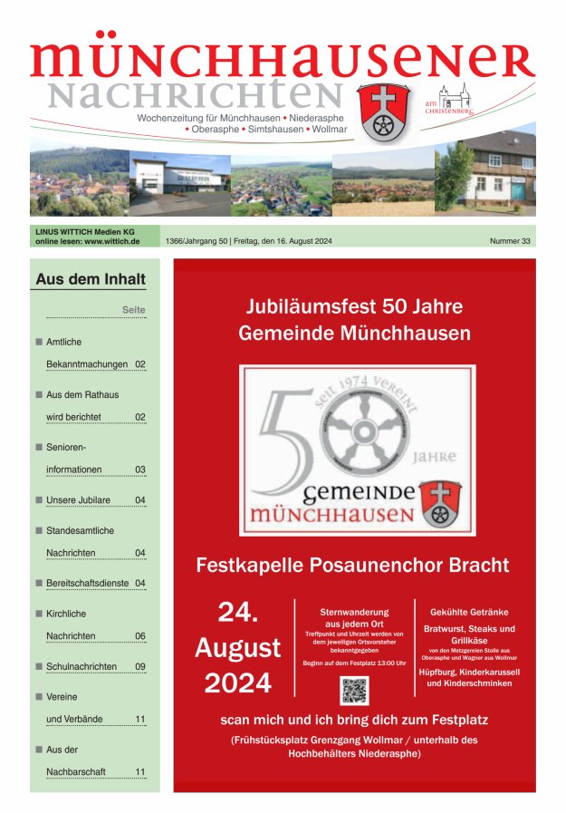 Münchhausener Nachrichten Titelblatt 33/2024