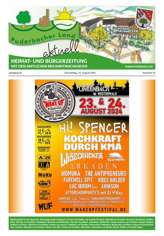 Puderbacher Land aktuell Titelblatt 33/2024