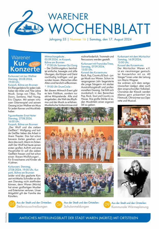 Warener Wochenblatt Titelblatt 16/2024