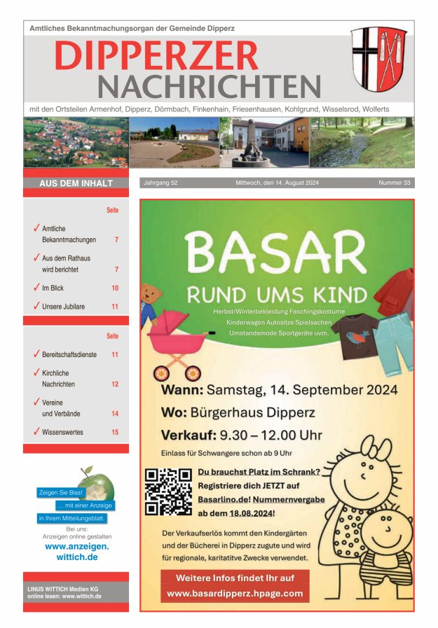 Dipperzer Nachrichten Titelblatt 33/2024