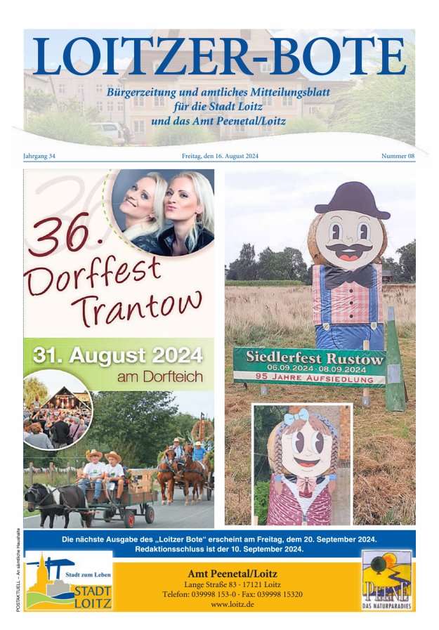 Loitzer Bote Titelblatt 08/2024