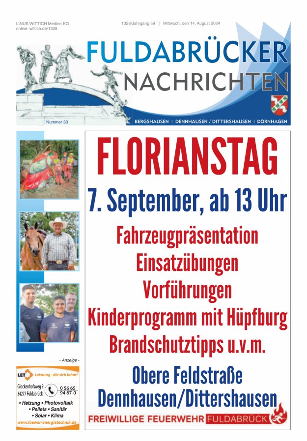 Fuldabrücker Nachrichten Titelblatt 33/2024
