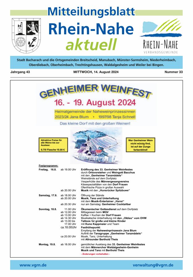 Rhein-Nahe aktuell Titelblatt 33/2024