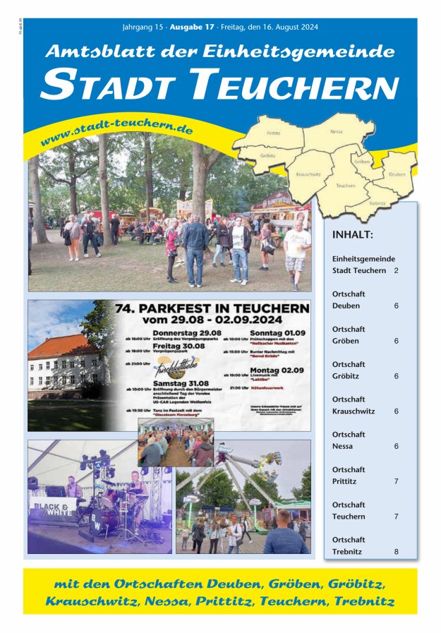 Amtsblatt der Einheitsgemeinde Stadt Teuchern Titelblatt 17/2024