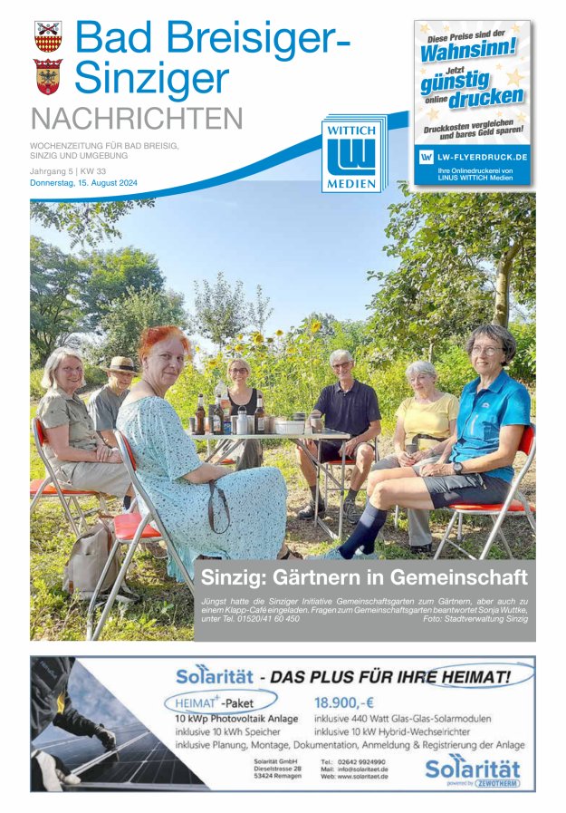 Bad Breisiger-Sinziger Nachrichten Titelblatt 33/2024